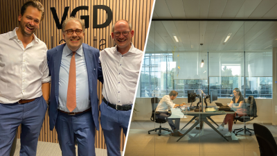 Anthony Meul (partner VGD), Christophe D'Haese (burgemeester Aalst) en Dries Hostens (kantoorverantwoordelijke).