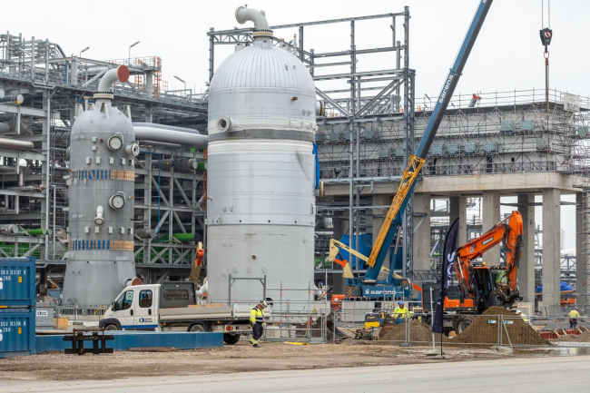 Een beeld van de werf van Project One in de Antwerpse haven