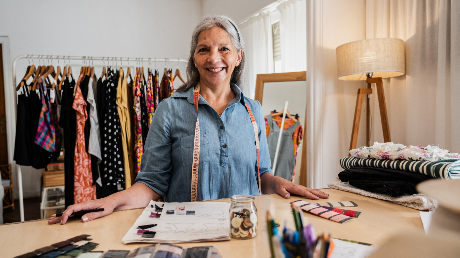 Portrait of a senior woman working on an atelier
