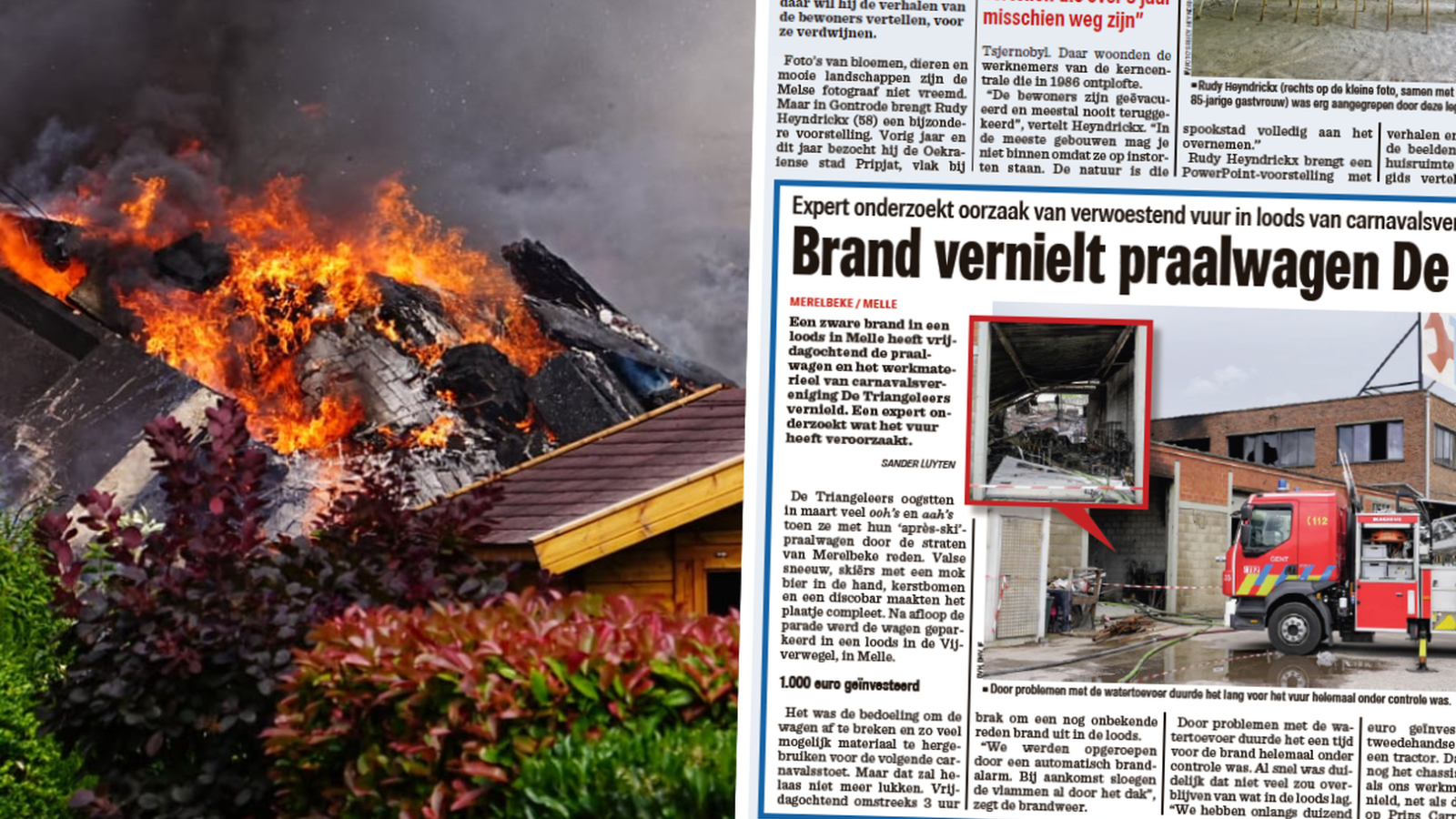 In 2018 ging een loods in de Vijverwegel in Melle in vlammen op