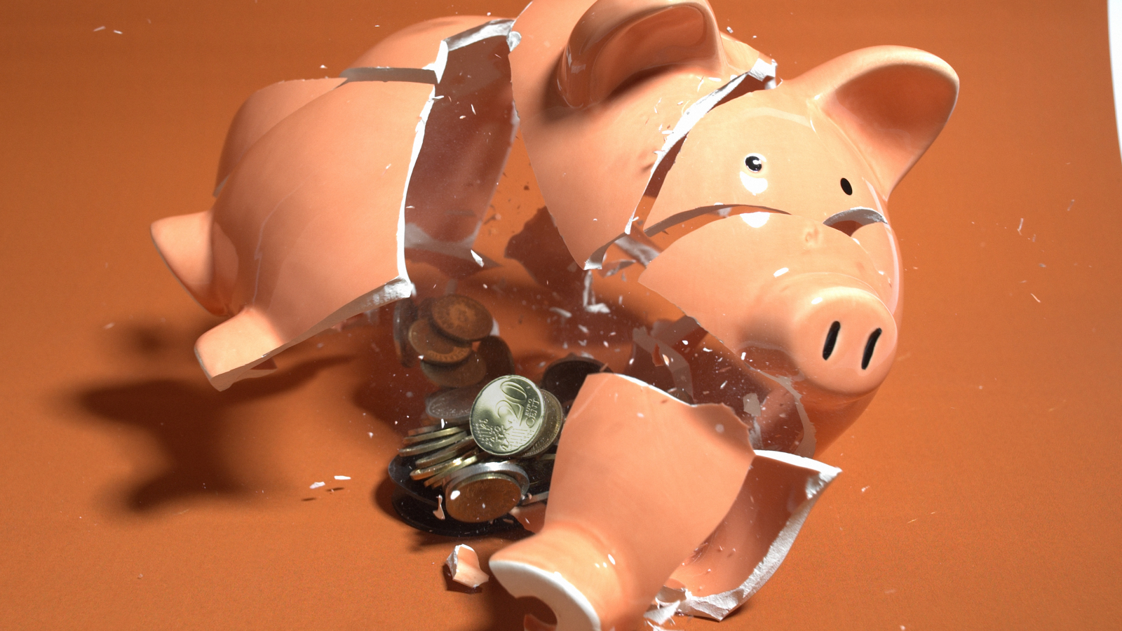 Broken piggy bank