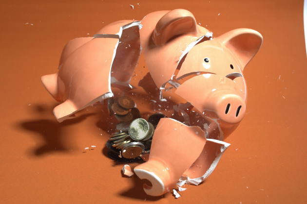 Broken piggy bank