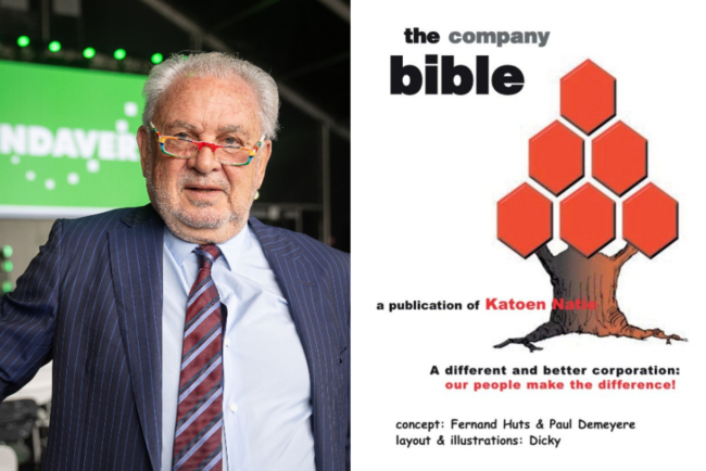 De omslag van de Bedrijfsbijbel van Katoen Natie, die in 1989 is gemaakt