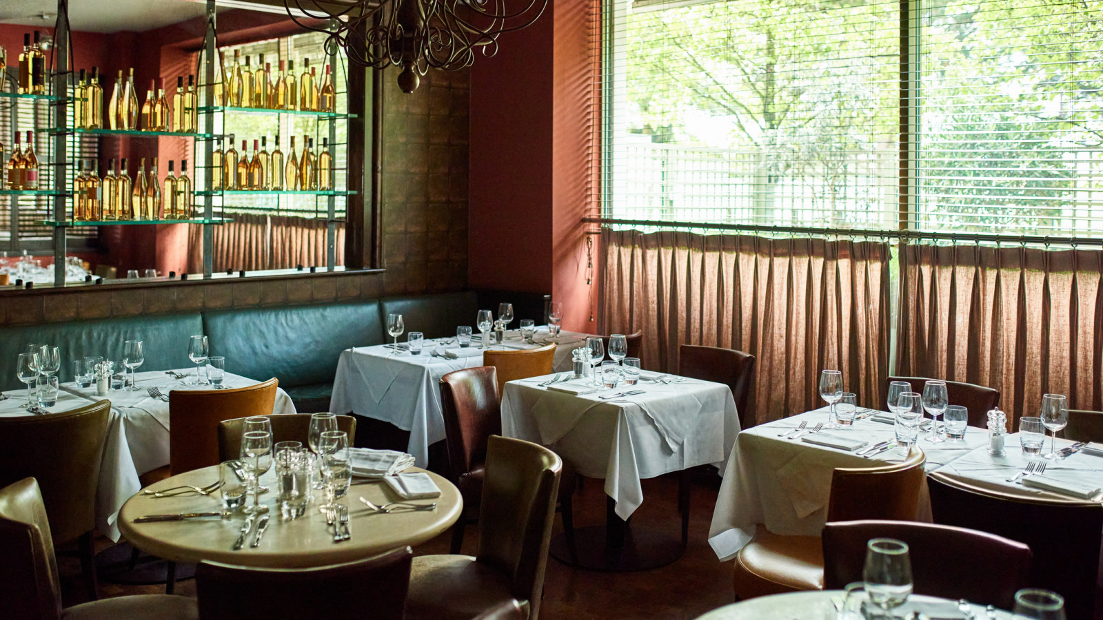 Tables set in restaurant