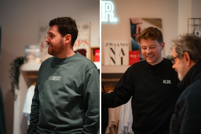 Mathias en Nick in hun pop-upwinkel