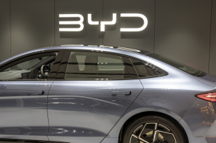 BYD car showroom, Hong Kong, China.