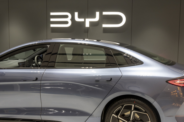 BYD car showroom, Hong Kong, China.