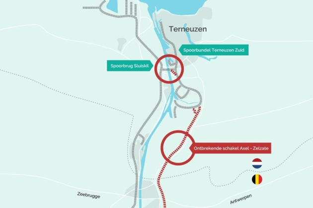 Tussen Zelzate en Terneuzen ontbreekt nog een stuk spoor