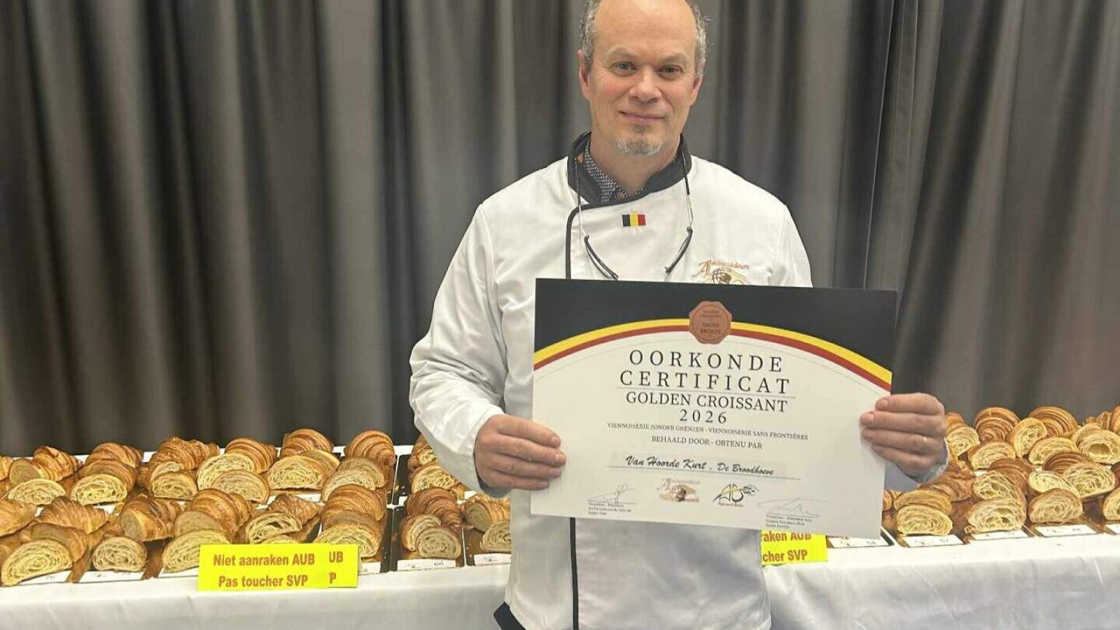 Bakker Kurt van Hoorde van bakkerij De Broodhoeve in Zegelsem behaalde brons in de wedstrijd De beste croissant van België_