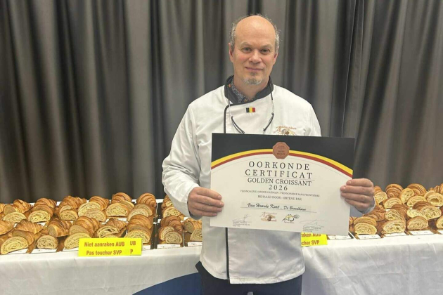 Bakker Kurt van Hoorde van bakkerij De Broodhoeve in Zegelsem behaalde brons in de wedstrijd De beste croissant van België_