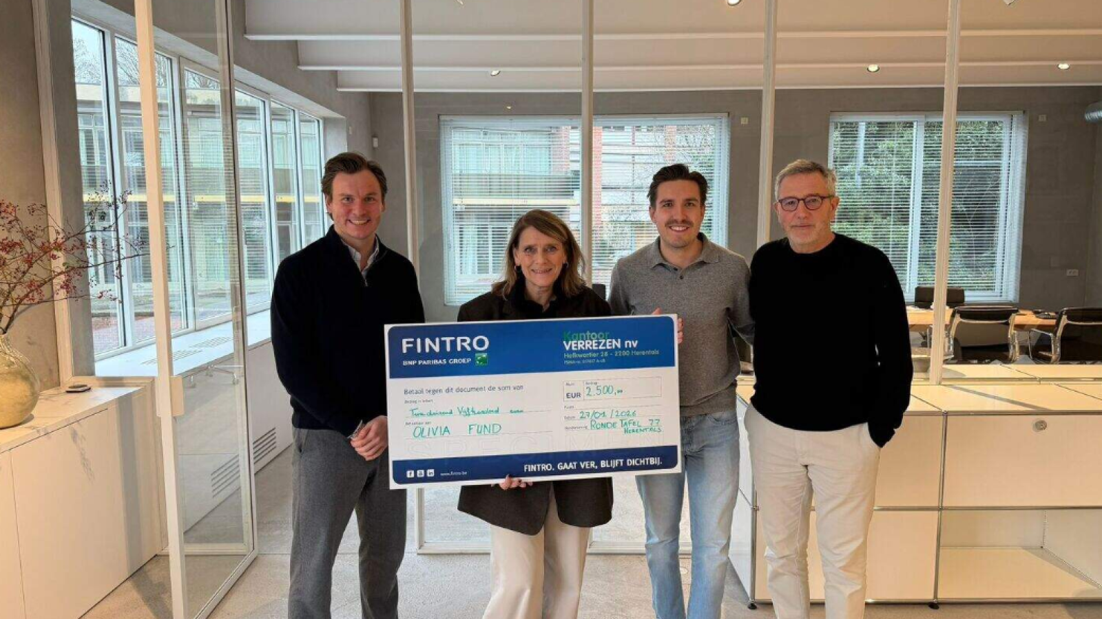 De Ronde Tafel 77 schenkt 2.500 euro aan het Olivia Fund