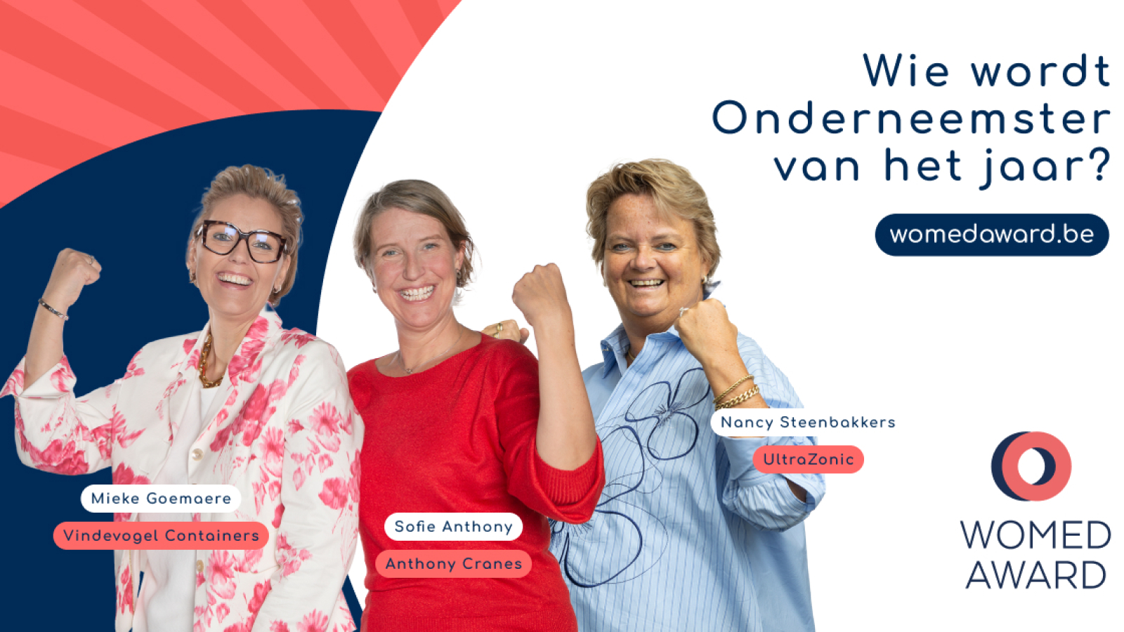 De drie finalisten van de WOMED award 2026