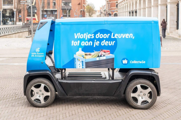Zelfrijdend wagentje Colruyt in Leuven1