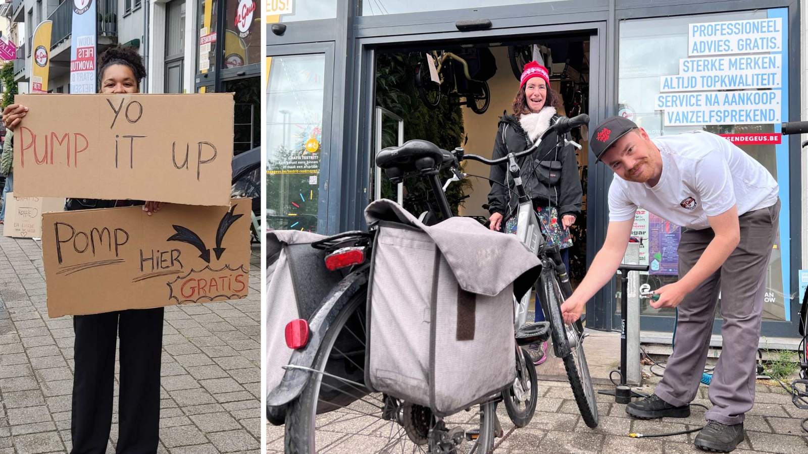 . Met opvallende slogans als ‘Hè hè, dat lucht op’, ‘Air Air Baby’ en ‘You Got To Pump It Up’ wilden ze fietsers op een ludieke manier bewust maken van het belang van een correcte bandenspanning.
