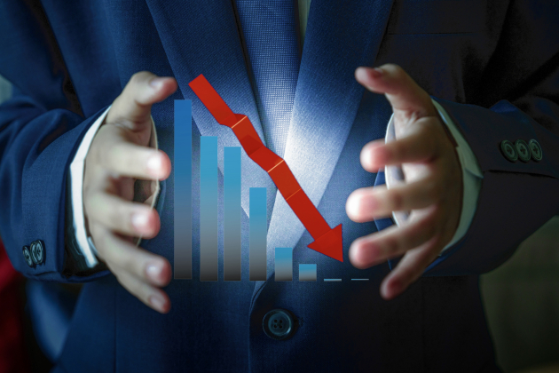 Graph Showing downtrend, Business Idea Down, business finance concept, business decline